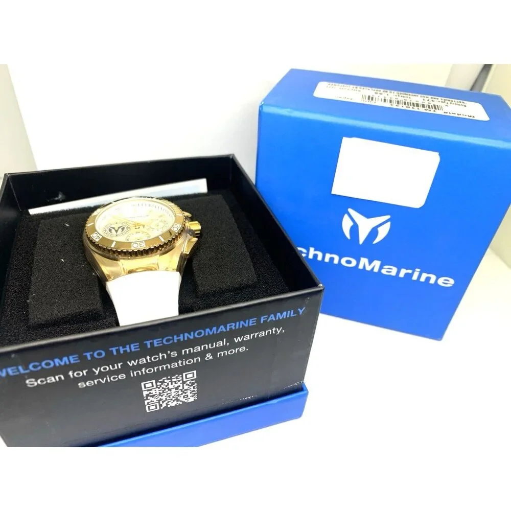Technomarine Women's Watch TM-118133 Quartz Silver Gold White Rubber Strap 40mm